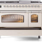 ILVE Nostalgie II 48" Dual Fuel Natural Gas Range in Antique White with Chrome Trim, UP48FNMPAWC