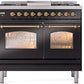 ILVE Nostalgie II 40" Dual Fuel Natural Gas Range in Black with Brass Trim, UPD40FNMPBKG