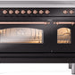 ILVE Nostalgie II 48" Induction Range with Element Stove and Electric Oven in Black with Copper Trim, UPI486NMPBKP