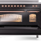 ILVE Nostalgie II 48" Induction Range with Element Stove and Electric Oven in Black with Copper Trim, UPI486NMPBKP