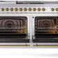 ILVE Nostalgie II 60" Dual Fuel Propane Gas Range in Stainless Steel with Brass Trim, UP60FSNMPSSGLP