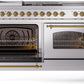 ILVE Nostalgie II 60" Dual Fuel Propane Gas Range in Stainless Steel with Brass Trim, UP60FSNMPSSGLP