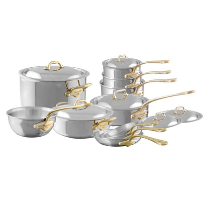 Mauviel 1830 M'COOK B 5-Ply 16-Piece Cookware Set With Brass Handles