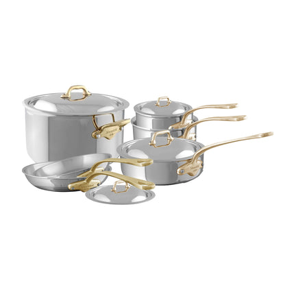 Mauviel 1830 M'COOK B 5-Ply 10-Piece Cookware Set With Brass Handles