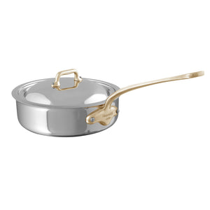 Mauviel 1830 M'COOK B 5-Ply Saute Pan With Lid, Brass Handle