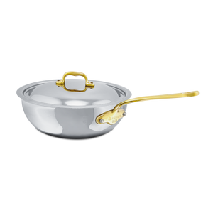 Mauviel 1830 M'COOK B 5-Ply Chef Pan With Lid, Brass Handle