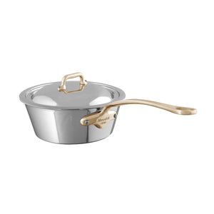 Mauviel 1830 M'COOK B 5-Ply Splayed Saute Pan With Lid, Brass Handle, 2-Qt