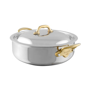 Mauviel 1830 M'COOK B 5-Ply Rondeau With Curved Lid, Brass Handles
