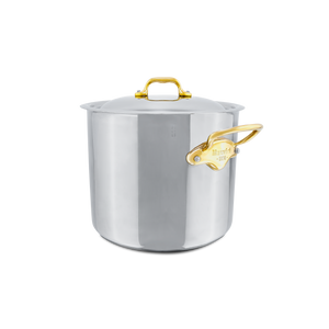 Mauviel 1830 M'COOK B 5-Ply Stockpot With Lid, Brass Handles, 9.7-Qt