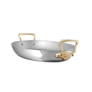 Mauviel 1830 M'COOK B 5-Ply Oval Pan With Brass Handles, 17.7 x 13.7 In