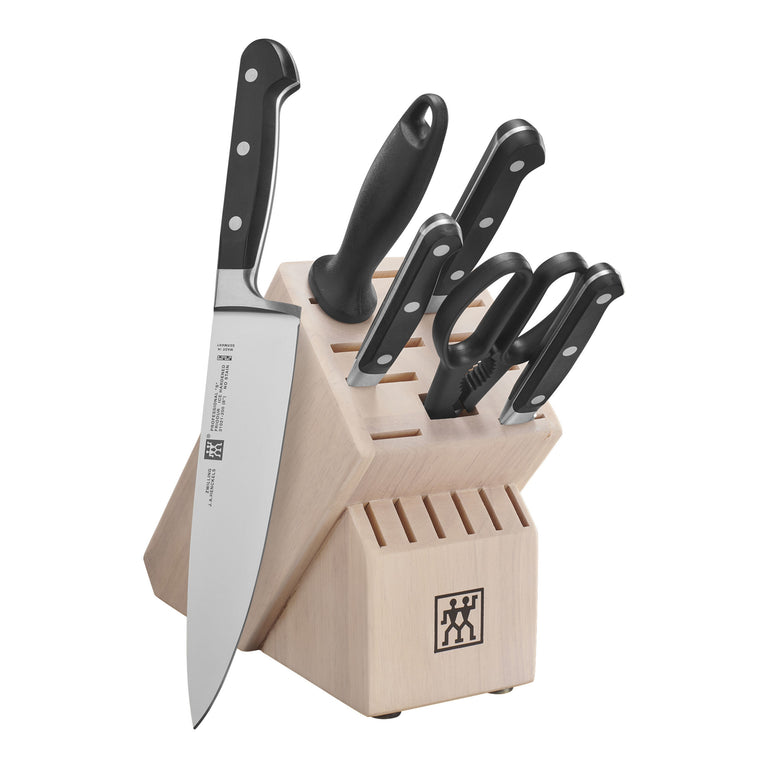 ZWILLING 7pc Knife Set in Solid White Rubberwood Block, Professional "S" Series