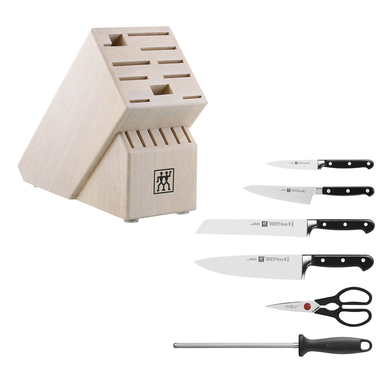ZWILLING 7pc Knife Set in Solid White Rubberwood Block, Professional "S" Series