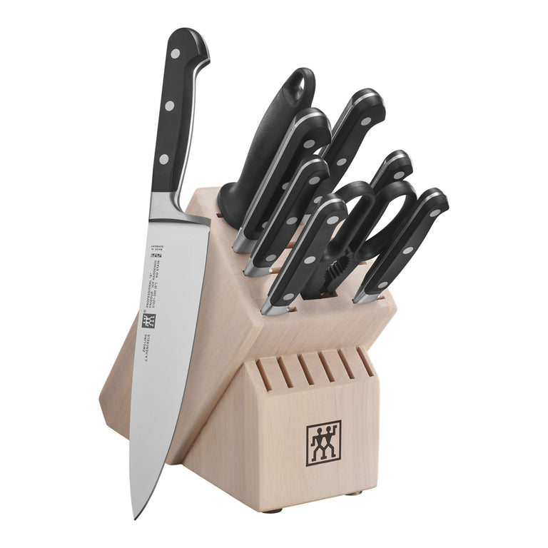ZWILLING 10pc Knife Set in Solid White Rubberwood Block, Professional "S" Series
