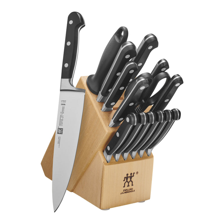 ZWILLING 16pc Knife Set in Natural Rubberwood Block, Professional "S" Series
