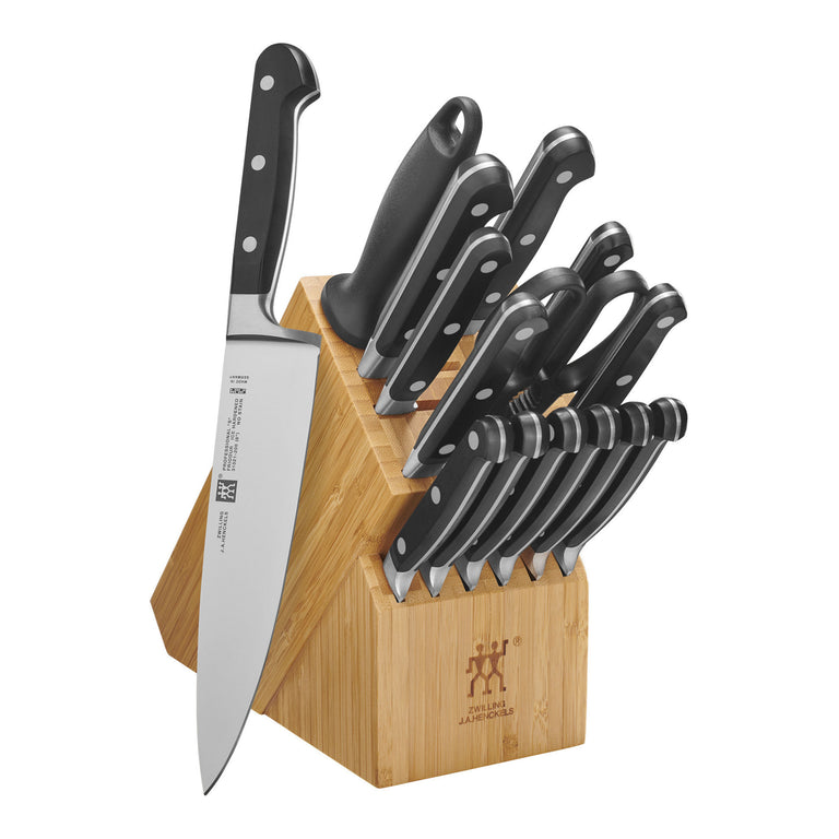ZWILLING 16pc Knife Set in Bamboo Block, Professional "S" Series