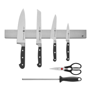 ZWILLING 7pc Set with 17.5" Stainless Magnetic Knife Bar, Professional "S" Series
