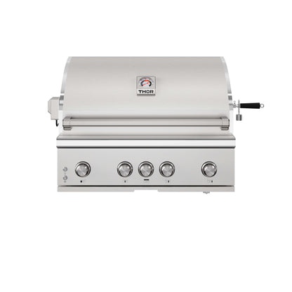 THOR Kitchen 36" Freestanding Professional Propane Gas Grill Head with 4 Burners and Rotisserie, TPG3601-G