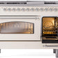 ILVE Nostalgie II 48" Dual Fuel Propane Gas Range in Antique White with Chrome Trim, UP48FNMPAWCLP