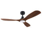 BHI 52" 3 Wood Blades Smart Indoor Walnut LED Ceiling Fan 6-Speed with Light Kit Included