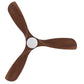 BHI 52" 3 Wood Blades Smart Indoor Walnut LED Ceiling Fan 6-Speed with Light Kit Included