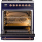 ILVE Nostalgie II 30" Dual Fuel Natural Gas Range in Blue with Copper Trim, UP30NMPMBP