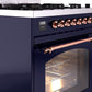 ILVE Nostalgie II 30" Dual Fuel Natural Gas Range in Blue with Copper Trim, UP30NMPMBP