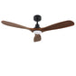 BHI 52" 3 Wood Blades Smart Indoor Walnut LED Ceiling Fan 6-Speed with Light Kit Included