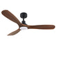 BHI 52" 3 Wood Blades Smart Indoor Walnut LED Ceiling Fan 6-Speed with Light Kit Included