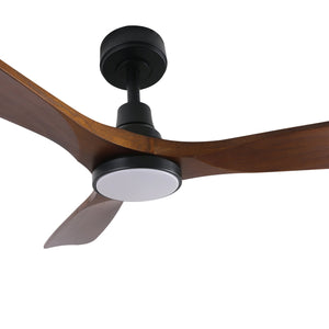 BHI 52" 3 Wood Blades Smart Indoor Walnut LED Ceiling Fan 6-Speed with Light Kit Included