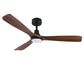 BHI 52" 3 Wood Blades Smart Indoor Walnut LED Ceiling Fan 6-Speed with Light Kit Included