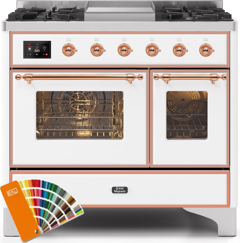 ILVE Majestic II 40" Dual Fuel Natural Gas Range in RAL Custom Color with Copper Trim, UMD10FDNS3RAP