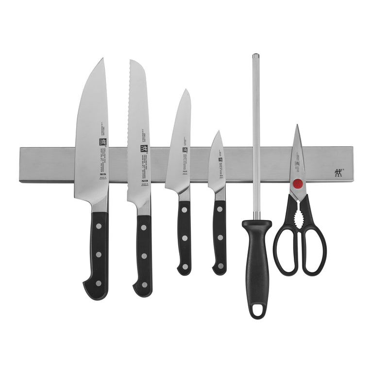 ZWILLING 7pc Knife Set with 17.5" Stainless Magnetic Bar, Pro Series