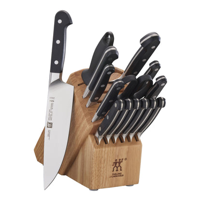 ZWILLING 16pc Knife Set in Natural Rubberwood Block, Pro Series