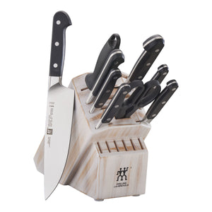 ZWILLING 10pc Knife Set in White Rustic Rubberwood Block, Pro Series