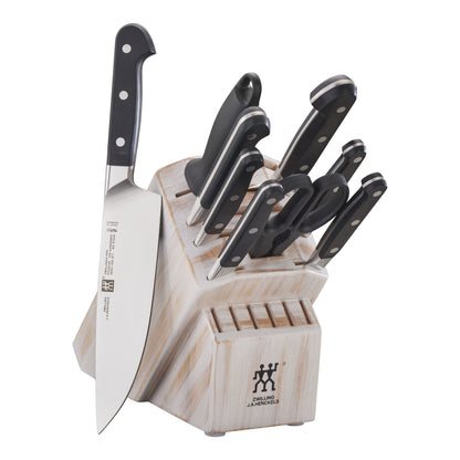 ZWILLING 10pc Knife Set in White Rustic Rubberwood Block, Pro Series