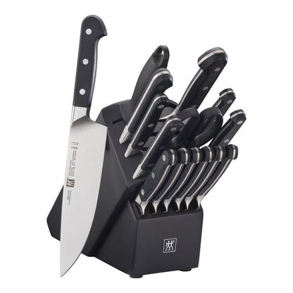 ZWILLING 16pc Knife Set in Black Rubberwood Block, Pro Series