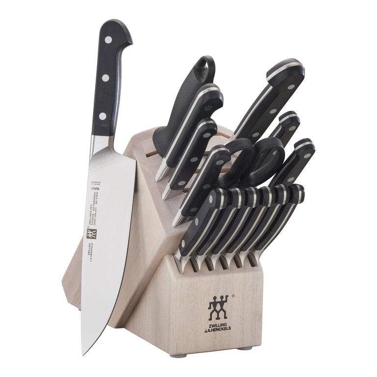 ZWILLING 16pc Knife Set in Solid White Rubberwood Block, Pro Series
