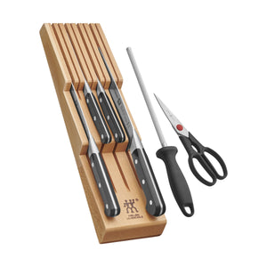 ZWILLING 7pc Knife Set in Beechwood In-Drawer Knife Tray, Pro Series