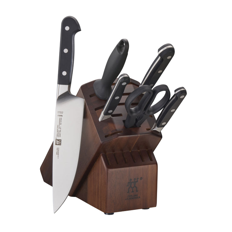 ZWILLING 7pc Knife Set in Acacia Block, Pro Series