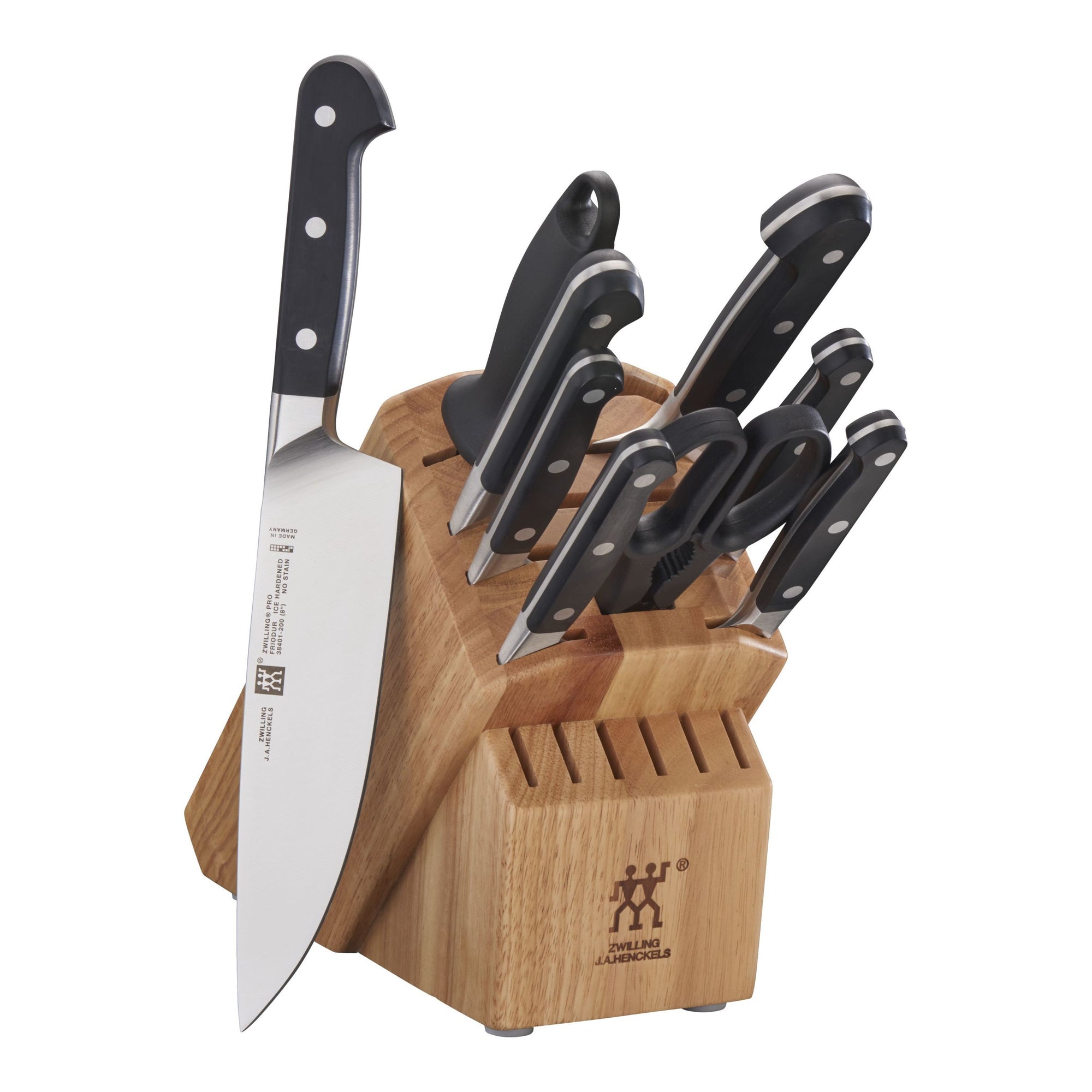 ZWILLING 10pc Knife Set in Natural Rubberwood Block, Pro Series
