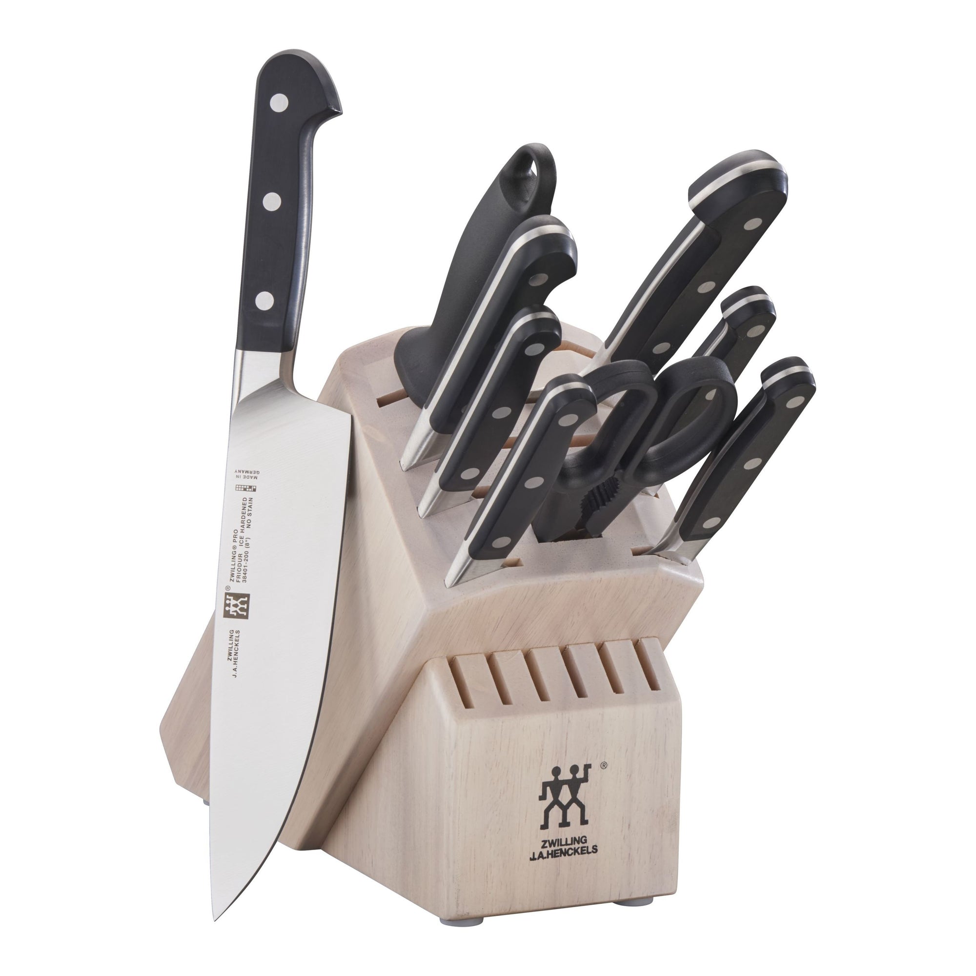 ZWILLING 10pc Knife Set in Solid White Rubberwood Block, Pro Series