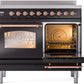 ILVE Nostalgie II 40" Induction Range with Element Stove and Electric Oven in Black with Copper Trim, UPDI406NMPBKP