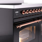 ILVE Nostalgie II 40" Induction Range with Element Stove and Electric Oven in Black with Copper Trim, UPDI406NMPBKP