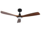 BHI 52" 3 Wood Blades Smart Indoor Walnut LED Ceiling Fan 6-Speed with Light Kit Included