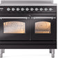ILVE Nostalgie II 40" Induction Range with Element Stove and Electric Oven in Black with Chrome Trim, UPDI406NMPBKC