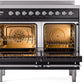 ILVE Nostalgie II 40" Induction Range with Element Stove and Electric Oven in Black with Chrome Trim, UPDI406NMPBKC