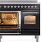 ILVE Nostalgie II 40" Induction Range with Element Stove and Electric Oven in Black with Chrome Trim, UPDI406NMPBKC