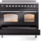 ILVE Nostalgie II 40" Induction Range with Element Stove and Electric Oven in Black with Chrome Trim, UPDI406NMPBKC
