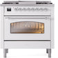 ILVE Nostalgie II 36" Dual Fuel Natural Gas Range in White with Chrome Trim, UP36FNMPWHC
