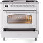 ILVE Nostalgie II 36" Dual Fuel Natural Gas Range in White with Chrome Trim, UP36FNMPWHC